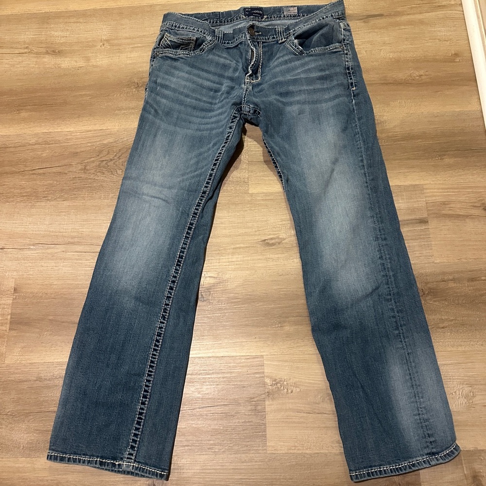 Vigoss Men's Bootcut Jeans in Medium Blue Wash